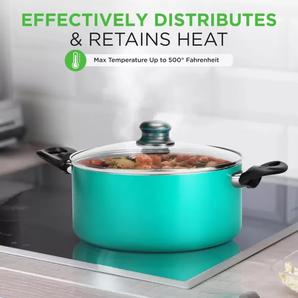 imageNutriChef 15Piece Non Stick Kitchen Cookware Set PFOAPFOSFree Colorful Heat Resistant Lacquer wSaucepot Frying Pans Oven Pot Lids 5 Utensil  NCCWCOR15NCCWCOR15  assorted