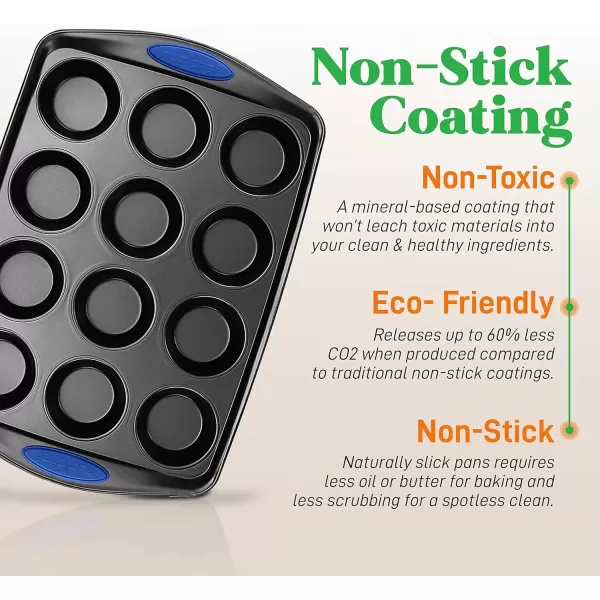 imageNutriChef 15Piece Stackable Baking Pan Set  Nonstick Easy to Clean Coating Carbon Steel Bakeware Professional Home Kitchen Bakeware with Cookie Sheet Trays ampamp Red Silicone Handles GoldDark Gray