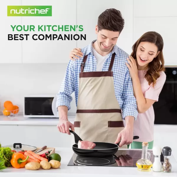 imageNutriChef 17Piece Space Saver Cookware Set  Gray Non Stick Pots and Pans with Stackable Design Foldable Handles Induction ReadyBlack