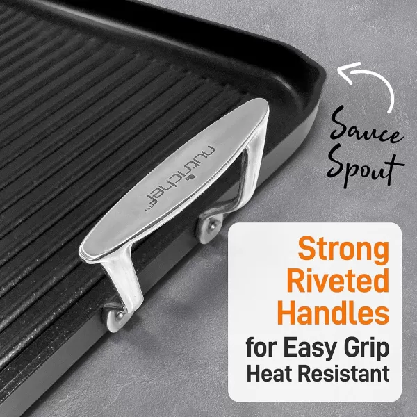 imageNutriChef 20quotx13quot Stove Top Grill Pan  Double Burner HardAnodized Non stick Grill ampamp Griddle Pan