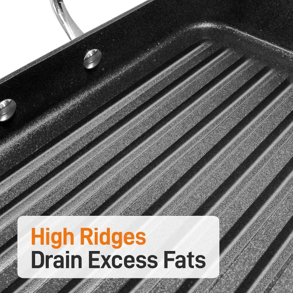 imageNutriChef 20quotx13quot Stove Top Grill Pan  Double Burner HardAnodized Non stick Grill ampamp Griddle Pan