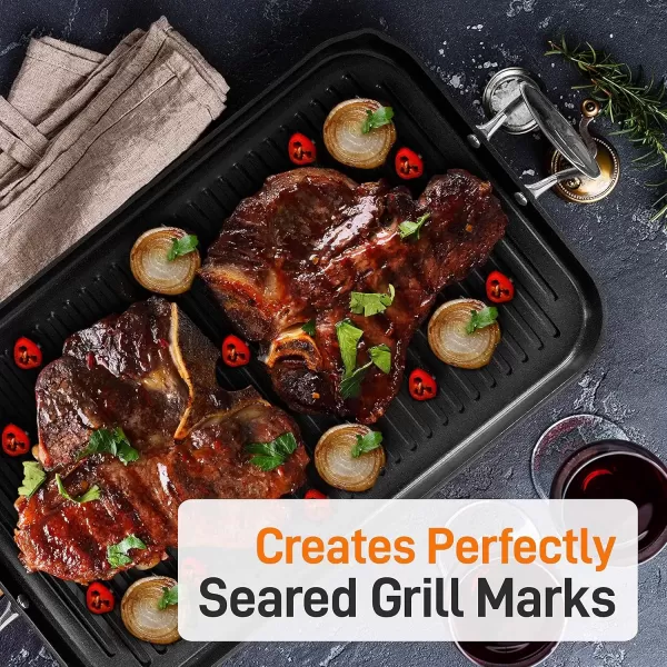 imageNutriChef 20quotx13quot Stove Top Grill Pan  Double Burner HardAnodized Non stick Grill ampamp Griddle Pan