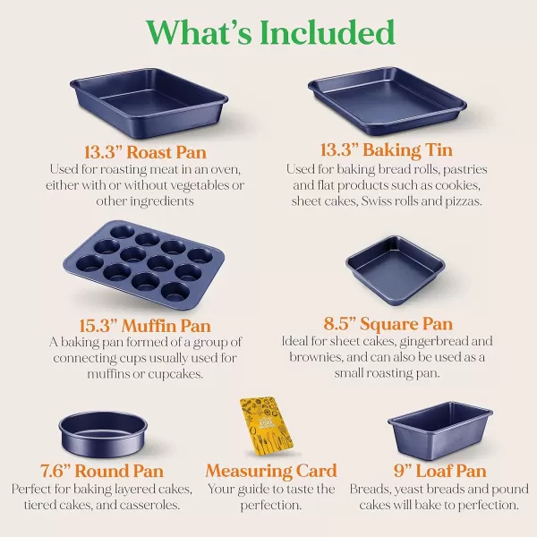 imageNutriChef 6Piece Nonstick Baking Pans Set  Black Carbon Steel with Premium NonStick Coating  Includes Cookie Baking Sheets 12Cup Muffin Pan Roasting Pan Loaf ampamp Cake Pans  Dishwasher SafeBlue Diamond