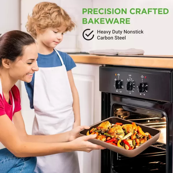 imageNutriChef 6Piece Nonstick Baking Pans Set  Black Carbon Steel with Premium NonStick Coating  Includes Cookie Baking Sheets 12Cup Muffin Pan Roasting Pan Loaf ampamp Cake Pans  Dishwasher SafeGold