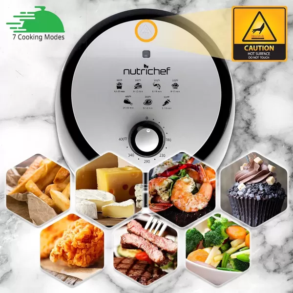 imageNutriChef Air Fryer  1000w 2 Quart Capacity Personal Air Fryer Conserve Counterspace Oilfree cooking with Removable Deep NonStick Fry Basket Black