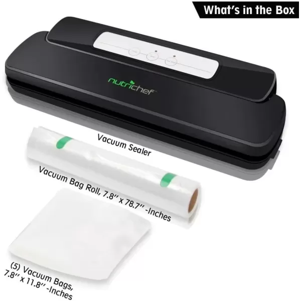 imageNutriChef Automatic Handheld Vacuum Sealer Machine  Simple ampamp Compact Fresh Saver Meal  Vacuum Sealing System with Starter Pack for Food PreservationBlack