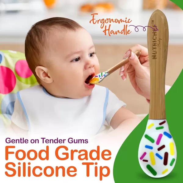 imageNutriChef Baby and Toddler 3 compartment plate bowl and spoon feeding set silicon suction Nontoxic all natural Bamboo baby food plate with silicon bib
