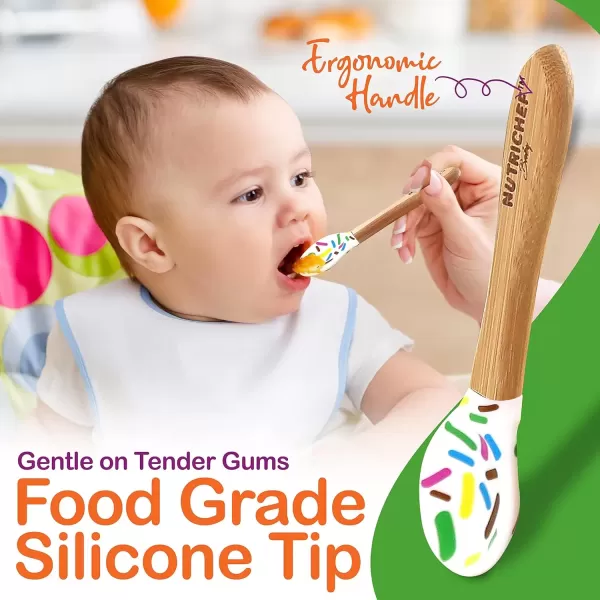 imageNutriChef Baby and Toddler plate  silicon suction 3 compartment Nontoxic Allnatural Bamboo Baby Food plate Sparkle