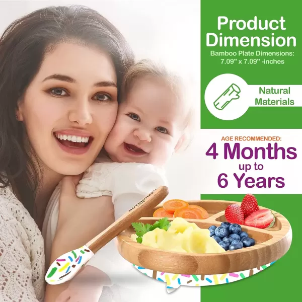 imageNutriChef Baby and Toddler plate  silicon suction 3 compartment Nontoxic Allnatural Bamboo Baby Food plate Sparkle