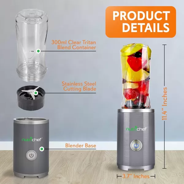 imageNutriChef Cordless Personal Portable Blender  Professional 300ml Wireless Travel Mini Blender Electric Shaker Bottle Protein ShakesSmoothies Maker wBuiltin Rechargeable Battery  NCBL100RC