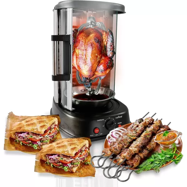 imageNutriChef Countertop Vertical Rotating Oven  Rotisserie Shawarma Machine Kebob Machine Stain ampamp Heat Resistant Door ampamp Energy Efficient Includes Kebob Rack with 7 Skewers PKRTVG34