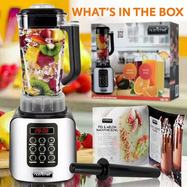 imageNutriChef Digital Electric Kitchen Countertop Blender  Professional 17 Liter Capacity Home Food Processor Compact Blender for Shakes and Smoothies w Pulse Blend Timer Adjustable Speed  NCBL1700