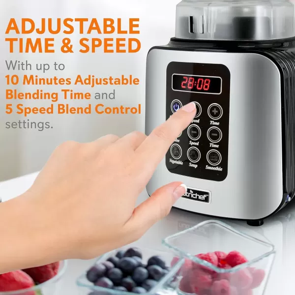 imageNutriChef Digital Electric Kitchen Countertop Blender  Professional 17 Liter Capacity Home Food Processor Compact Blender for Shakes and Smoothies w Pulse Blend Timer Adjustable Speed  NCBL1700