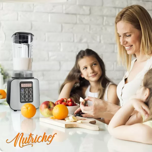imageNutriChef Digital Electric Kitchen Countertop Blender  Professional 17 Liter Capacity Home Food Processor Compact Blender for Shakes and Smoothies w Pulse Blend Timer Adjustable Speed  NCBL1700
