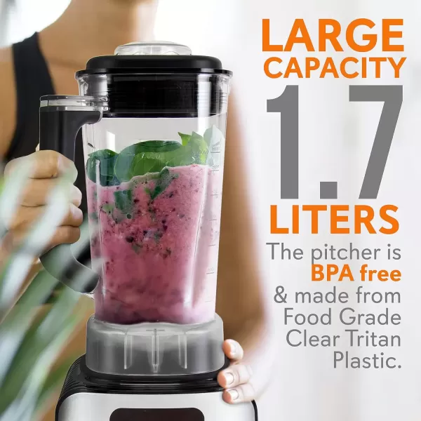 imageNutriChef Digital Electric Kitchen Countertop Blender  Professional 17 Liter Capacity Home Food Processor Compact Blender for Shakes and Smoothies w Pulse Blend Timer Adjustable Speed  NCBL1700