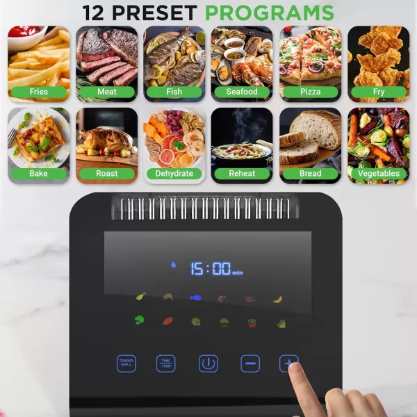 imageNutriChef Double Basket Air Fryer 88 QT Family Size Oil Free Digital Cooker with Transparent Window 91 Preset Cooking Options 360 Hot Air Circulation Technology 44 QTs per Basket Black63 QT