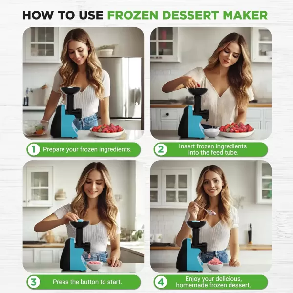 imageNutriChef Electric Frozen Fruit Dessert Maker  Fruit Sorbet Machine  Make Ice Cream Dessert Gelato Smoothies Slushies ampamp Frozen Yogurt  Includes Food Plunger ampamp Recipe Book  Blue