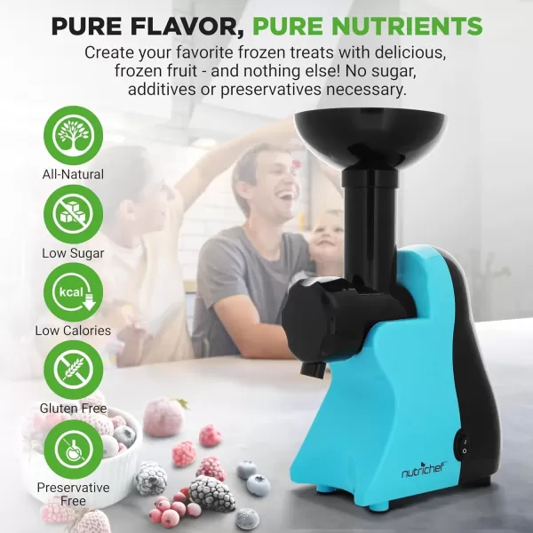 imageNutriChef Electric Frozen Fruit Dessert Maker  Fruit Sorbet Machine  Make Ice Cream Dessert Gelato Smoothies Slushies ampamp Frozen Yogurt  Includes Food Plunger ampamp Recipe Book  Blue