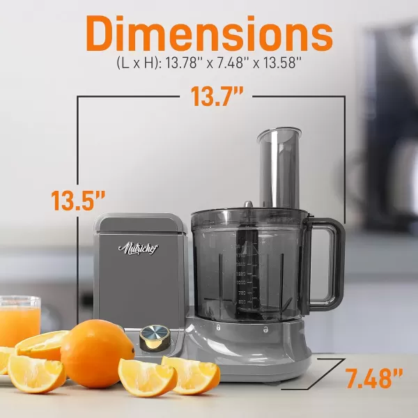 imageNutriChef Food Processor 2 Liter Capacity  Multipurpose ampamp Ultra Quiet Powerful Motor  Includes 6 Attachment Blades  12 Cup Capacity  PreSet Speed For Easy Use  Black Chrome ampamp Space GrayGray