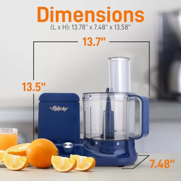 imageNutriChef Food Processor 2 Liter Capacity  Multipurpose ampamp Ultra Quiet Powerful Motor  Includes 6 Attachment Blades  12 Cup Capacity  PreSet Speed For Easy Use  Black Chrome ampamp Space GrayBlue