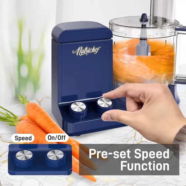 imageNutriChef Food Processor 2 Liter Capacity  Multipurpose ampamp Ultra Quiet Powerful Motor  Includes 6 Attachment Blades  12 Cup Capacity  PreSet Speed For Easy Use  Black Chrome ampamp Space GrayRoyal Blue