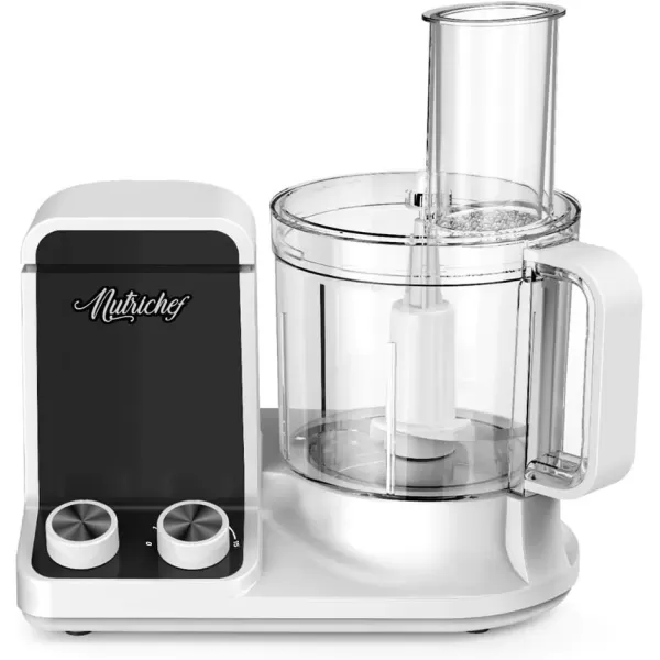 imageNutriChef Food Processor 2 Liter Capacity  Multipurpose ampamp Ultra Quiet Powerful Motor  Includes 6 Attachment Blades  12 Cup Capacity  PreSet Speed For Easy Use  Black Chrome ampamp Space GrayDay White