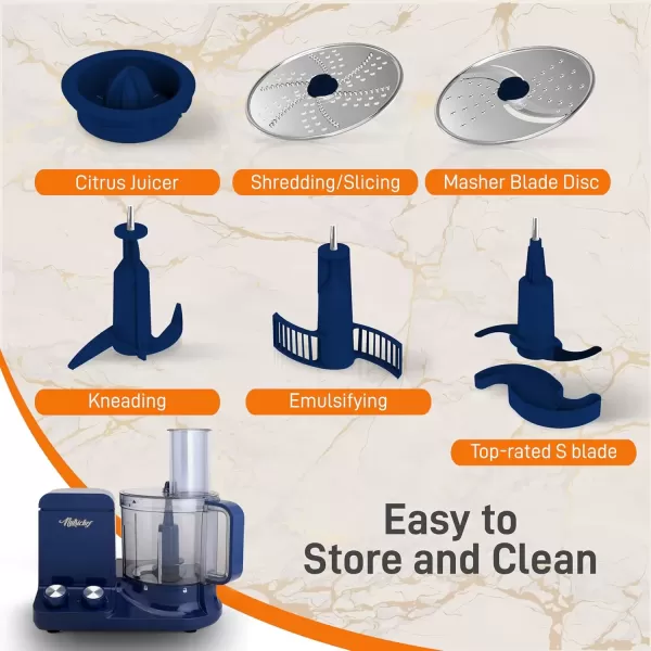 imageNutriChef Food Processor 2 Liter Capacity  Multipurpose ampamp Ultra Quiet Powerful Motor  Includes 6 Attachment Blades  12 Cup Capacity  PreSet Speed For Easy Use  Black Chrome ampamp Space GrayBlue