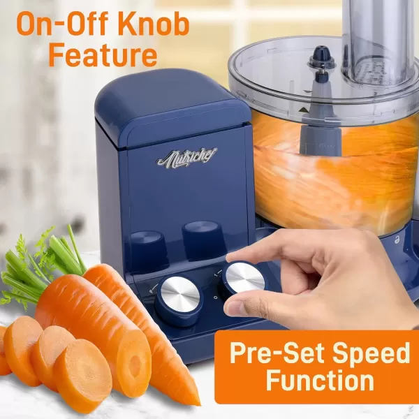 imageNutriChef Food Processor 2 Liter Capacity  Multipurpose ampamp Ultra Quiet Powerful Motor  Includes 6 Attachment Blades  12 Cup Capacity  PreSet Speed For Easy Use  Black Chrome ampamp Space GrayBlue