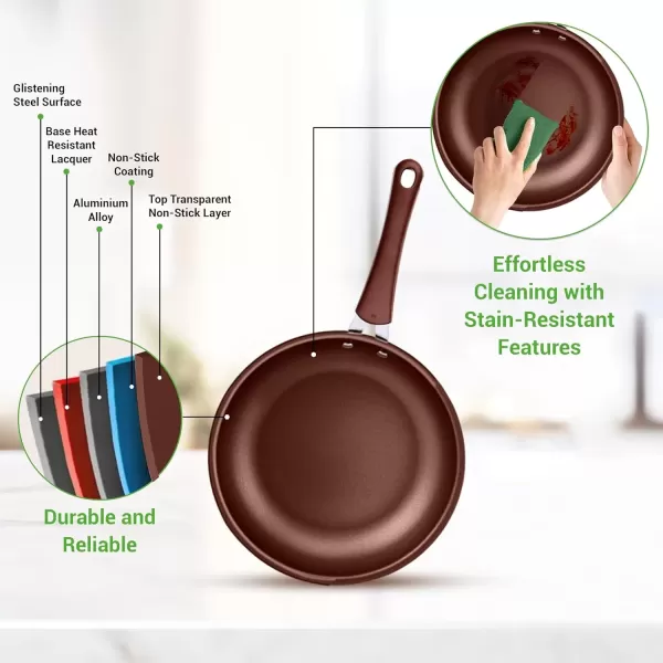 imageNutriChef Kitchenware Pots ampamp Pans Set  Highqualified Basic Kitchen Cookware Set NonStick 20Piece SetBrown