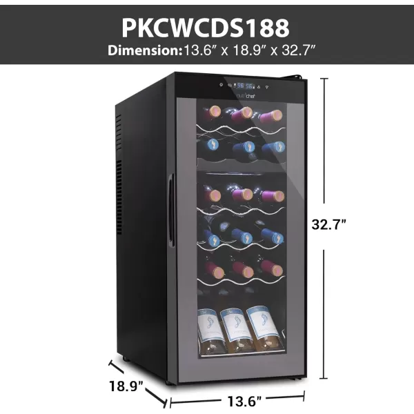 imageNutriChef PKCWC240 Cellar Cooler for White and Red Wines Chiller 24 Bottle Dual ZoneBlack18 Bottle Dual Zone  Black