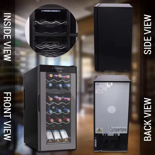 imageNutriChef PKCWC240 Cellar Cooler for White and Red Wines Chiller 24 Bottle Dual ZoneBlack18 Bottle Dual Zone  Black