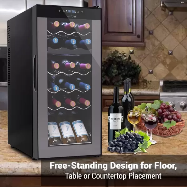 imageNutriChef PKCWC240 Cellar Cooler for White and Red Wines Chiller 24 Bottle Dual ZoneBlack18 Bottle Dual Zone  Black