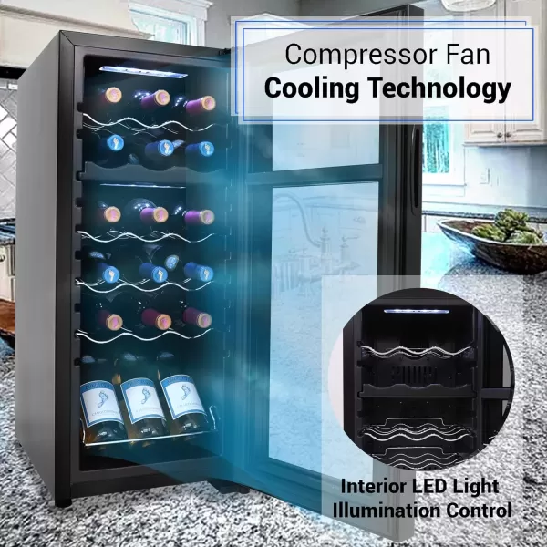 imageNutriChef PKCWC240 Cellar Cooler for White and Red Wines Chiller 24 Bottle Dual ZoneBlack18 Bottle Dual Zone  Black