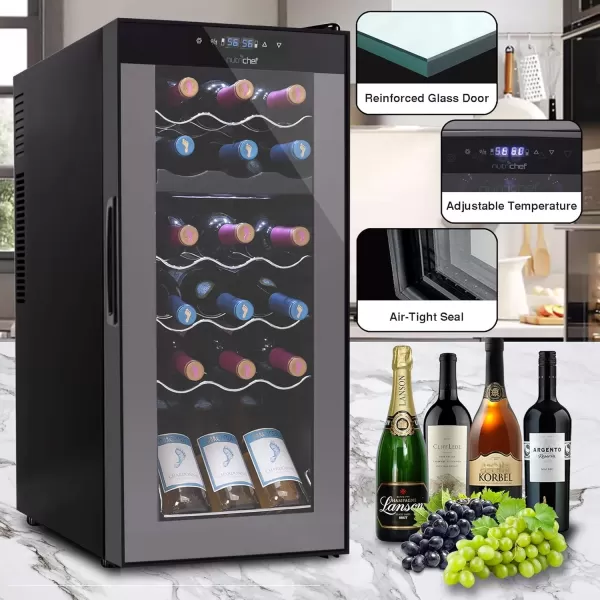 imageNutriChef PKCWC240 Cellar Cooler for White and Red Wines Chiller 24 Bottle Dual ZoneBlack18 Bottle Dual Zone  Black