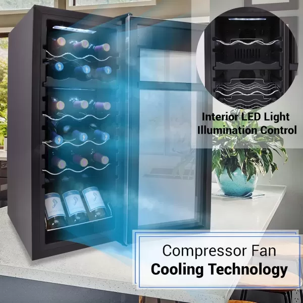 imageNutriChef PKCWC240 Cellar Cooler for White and Red Wines Chiller 24 Bottle Dual ZoneBlack18 Bottle Dual Zone  Stainless Steel