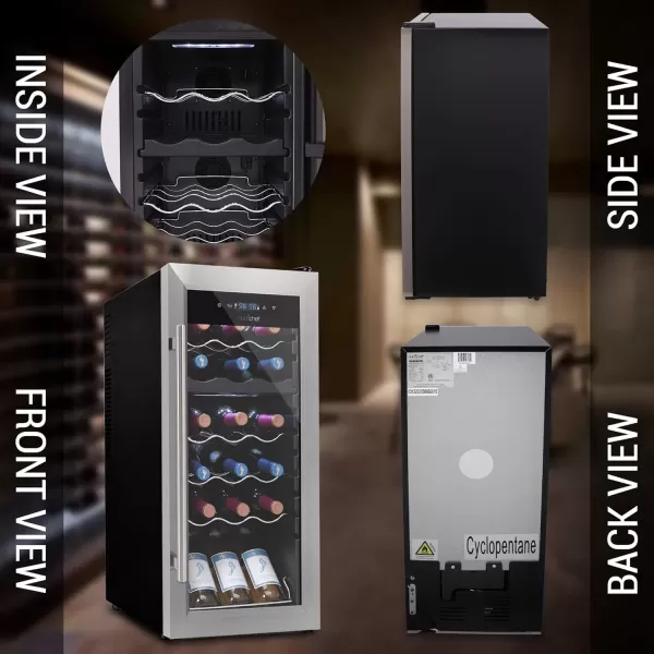 imageNutriChef PKCWC240 Cellar Cooler for White and Red Wines Chiller 24 Bottle Dual ZoneBlack18 Bottle Dual Zone  Stainless Steel