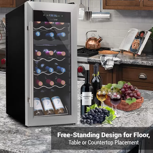 imageNutriChef PKCWC240 Cellar Cooler for White and Red Wines Chiller 24 Bottle Dual ZoneBlack18 Bottle Dual Zone  Stainless Steel
