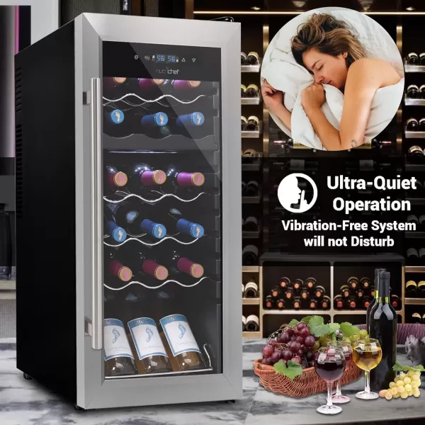 imageNutriChef PKCWC240 Cellar Cooler for White and Red Wines Chiller 24 Bottle Dual ZoneBlack18 Bottle Dual Zone  Stainless Steel