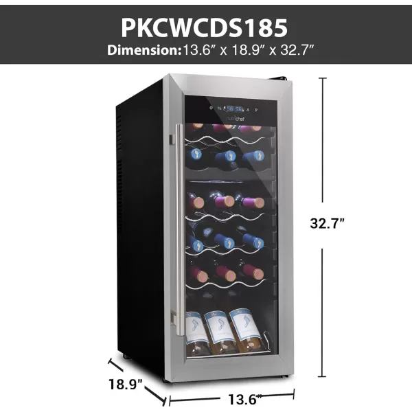 imageNutriChef PKCWC240 Cellar Cooler for White and Red Wines Chiller 24 Bottle Dual ZoneBlack18 Bottle Dual Zone  Stainless Steel