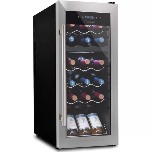 imageNutriChef PKCWC240 Cellar Cooler for White and Red Wines Chiller 24 Bottle Dual ZoneBlack18 Bottle Dual Zone  Stainless Steel