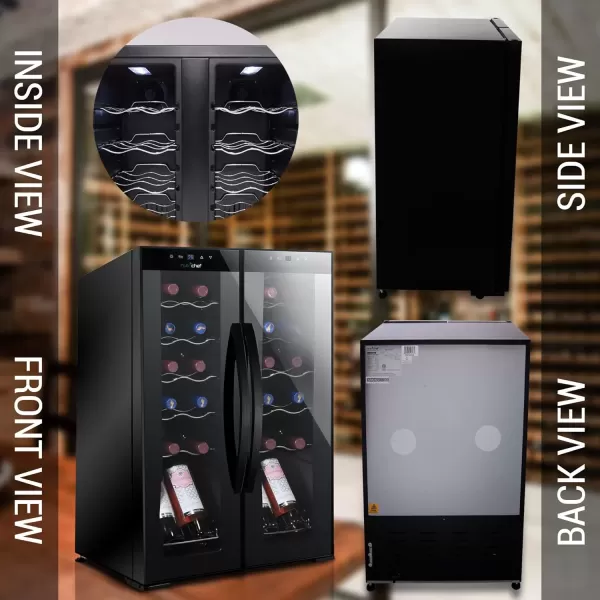imageNutriChef PKCWC240 Cellar Cooler for White and Red Wines Chiller 24 Bottle Dual ZoneBlack24 Bottle Dual Zone  Black