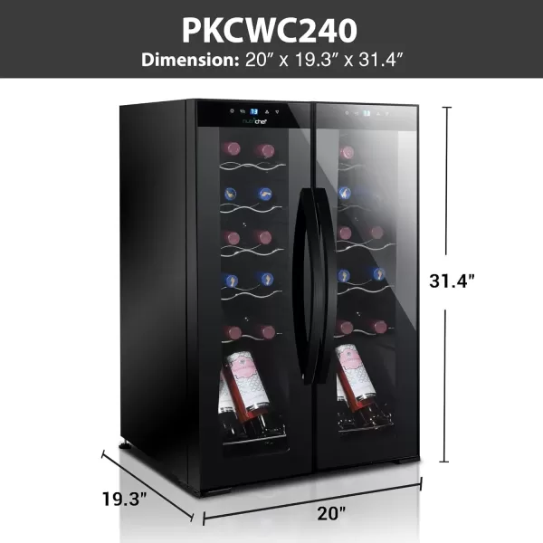 imageNutriChef PKCWC240 Cellar Cooler for White and Red Wines Chiller 24 Bottle Dual ZoneBlack24 Bottle Dual Zone  Black