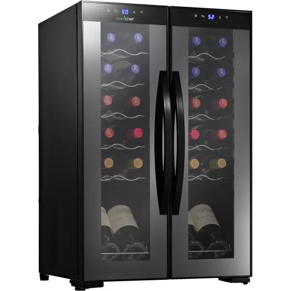 imageNutriChef PKCWC240 Cellar Cooler for White and Red Wines Chiller 24 Bottle Dual ZoneBlack24 Bottle Dual Zone  Black