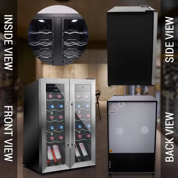 imageNutriChef PKCWC240 Cellar Cooler for White and Red Wines Chiller 24 Bottle Dual ZoneBlack24 Bottle Dual Zone  Stainless Steel