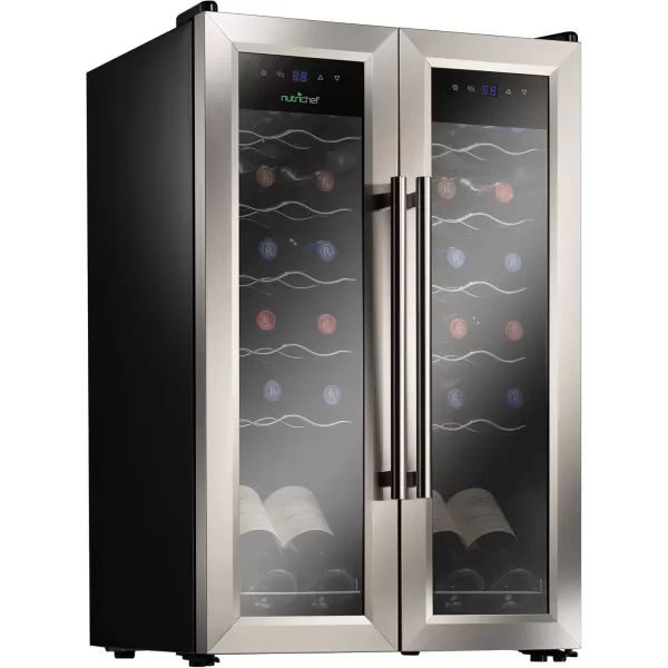 imageNutriChef PKCWC240 Cellar Cooler for White and Red Wines Chiller 24 Bottle Dual ZoneBlack24 Bottle Dual Zone  Stainless Steel