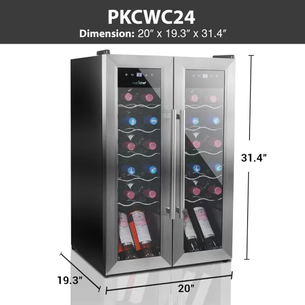 imageNutriChef PKCWC240 Cellar Cooler for White and Red Wines Chiller 24 Bottle Dual ZoneBlack24 Bottle Dual Zone  Stainless Steel