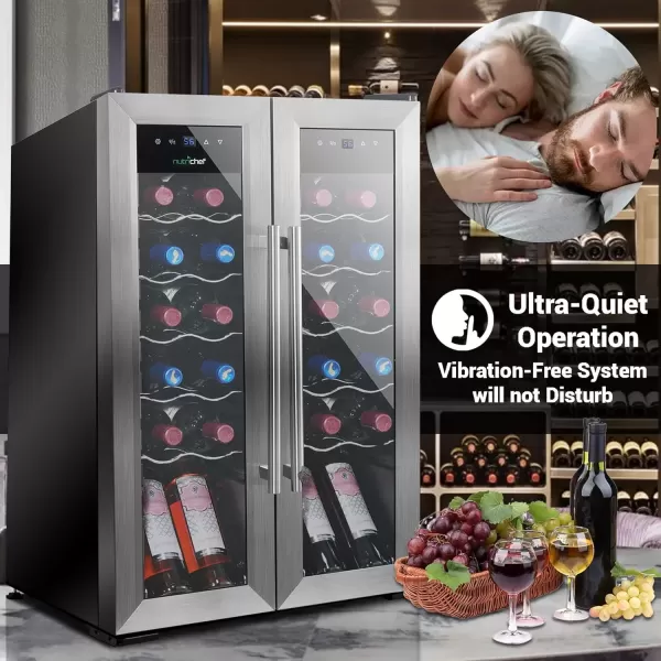 imageNutriChef PKCWC240 Cellar Cooler for White and Red Wines Chiller 24 Bottle Dual ZoneBlack24 Bottle Dual Zone  Stainless Steel