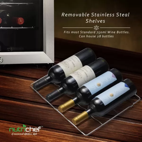 imageNutriChef PKCWC240 Cellar Cooler for White and Red Wines Chiller 24 Bottle Dual ZoneBlack28 Bottle Dual Zone  Stainless Steel