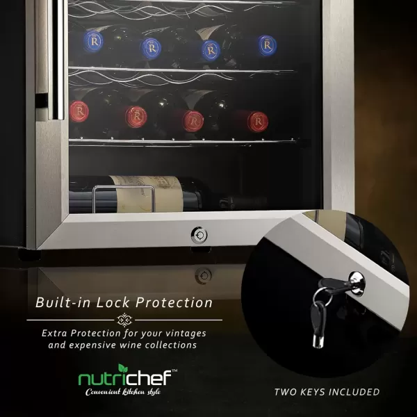 imageNutriChef PKCWC240 Cellar Cooler for White and Red Wines Chiller 24 Bottle Dual ZoneBlack28 Bottle Dual Zone  Stainless Steel