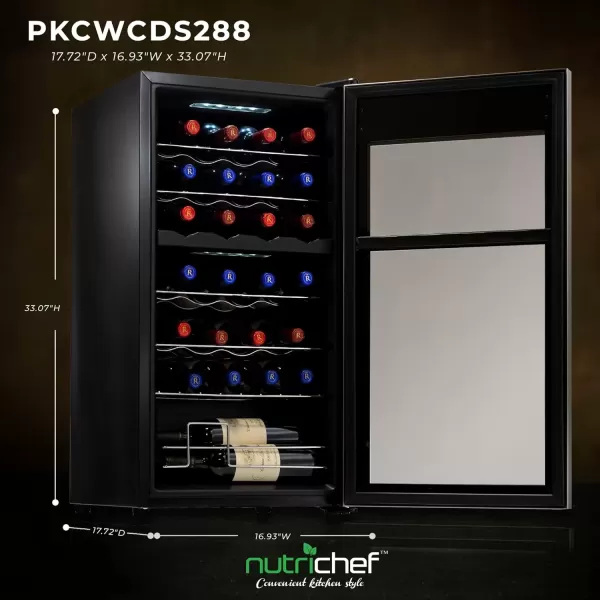 imageNutriChef PKCWC240 Cellar Cooler for White and Red Wines Chiller 24 Bottle Dual ZoneBlack28 Bottle Dual Zone  Stainless Steel